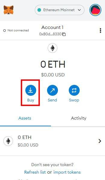 Buying ETH with a credit card through Metamask
