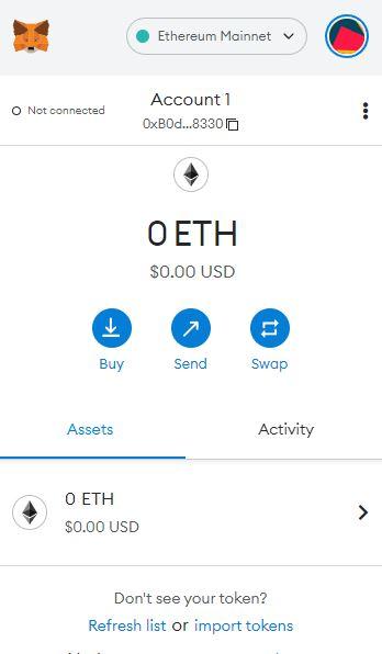 Metamask interface