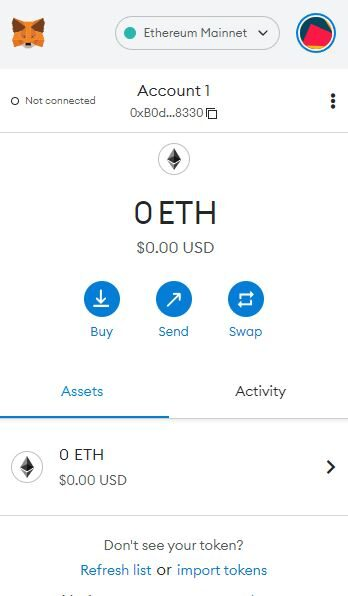 Metamask interface